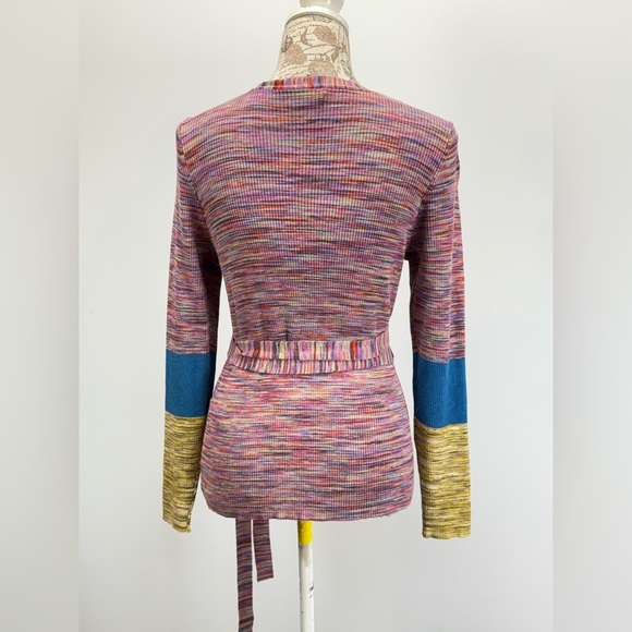 SUNDANCE  Multicolor V-Neck long sleeve wrap sweater size L - Picture 8 of 13